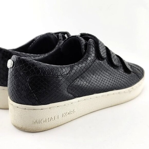 Michael Kors MK Women's Sneaker Shoes Black Reptile Texture 3 Straps Size 5M - Picture 10 of 14